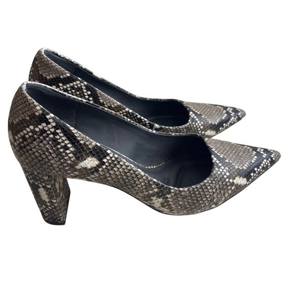 Franco Sarto Snakeskin Print Pointed Toe Heels 8M Block Heel - Picture 2 of 10